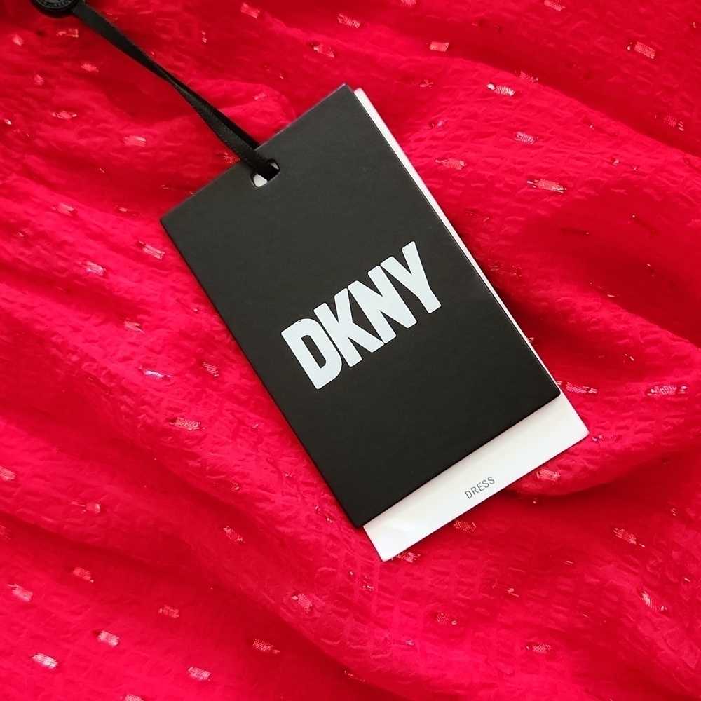 DKNY-Balloon Sleeve Belted  Chiffon Dress - Picture 4 of 7
